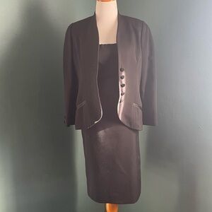 Vintage 80s Black Women's Blazer and Dress Set Adele Simpson